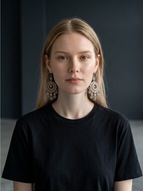 Boho Filigree Chandelier Earrings — Statement Drop Silver-Tone